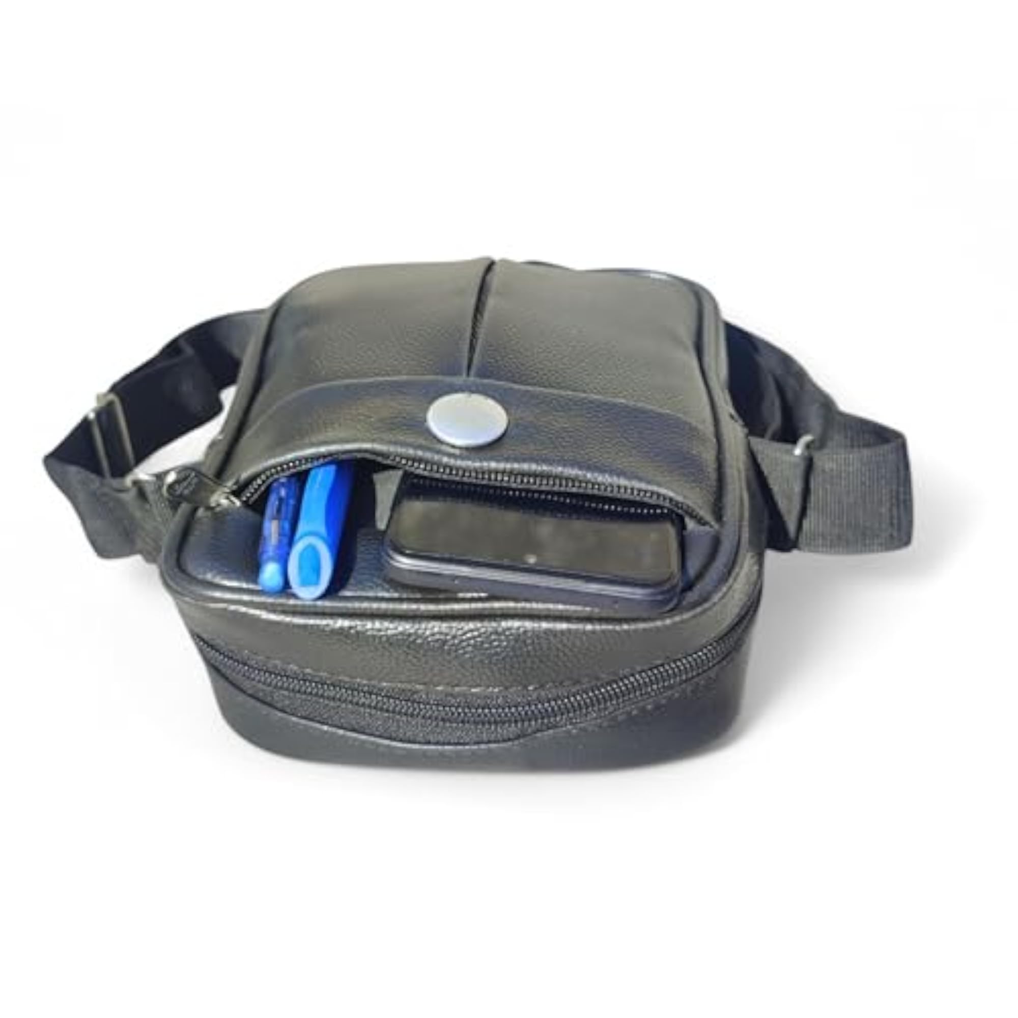 PU Leather Messenger Sling Bag with Adjustable Strap